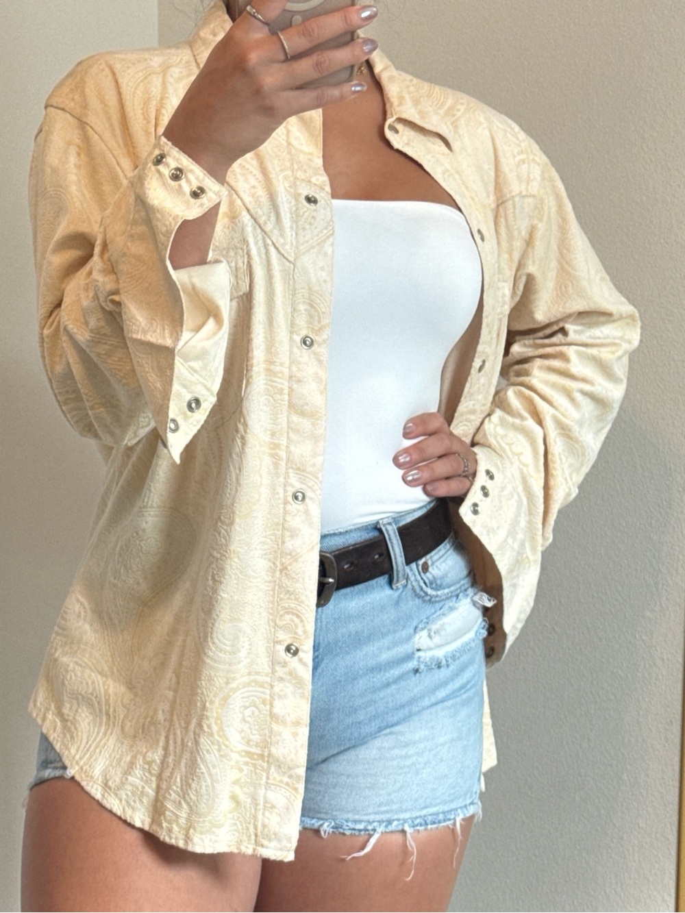 Cream Button-Up Paisley Shirt - Women